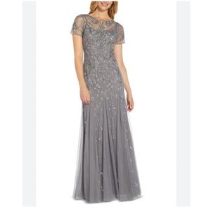 NWT Adrianna Papell Beaded Mesh Covered Gown